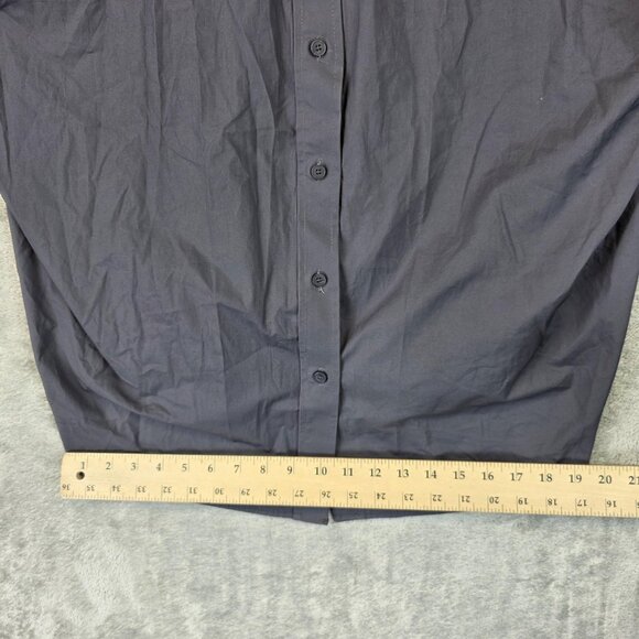 Zara Shirt Womens Medium Gray Button Down Oversized Back Pleat Long Sleeve Top - Picture 8 of 11